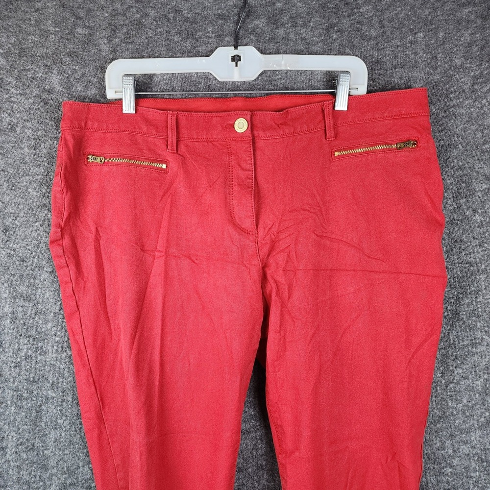 Chico's So Slimming Ankle Pants Womens 3.5 Red Gold Zip Accents 041-14C01478 - Picture 4 of 9